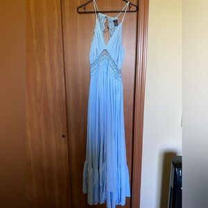 Blue halter maxi dress
